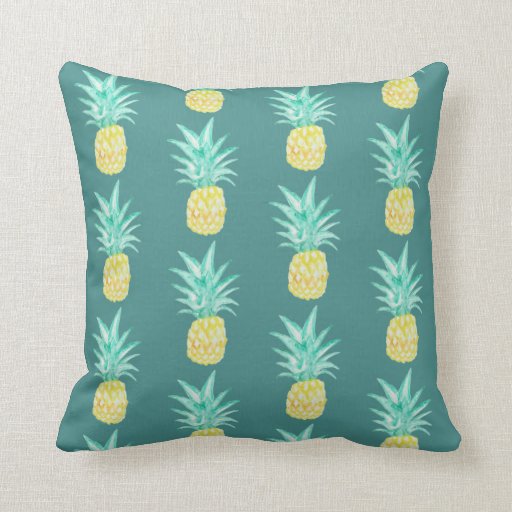 Image of Pineapple Art Turquoise Pattern Pillow