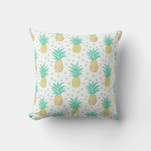 Pineapple Art Turquoise Pattern Pillow