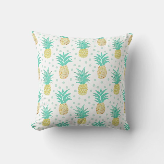 Pineapple Art Turquoise Pattern Pillow (Front)