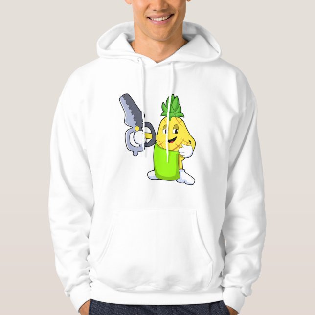 Pineapple as Hairdresser with Scissors & Razor Hoodie (Front)