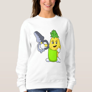 Pineapple as Hairdresser with Scissors & Razor Sweatshirt