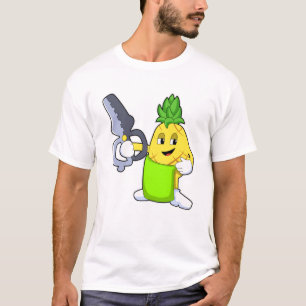 Pineapple as Hairdresser with Scissors & Razor T-Shirt
