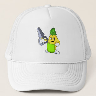 Pineapple as Hairdresser with Scissors & Razor Trucker Hat