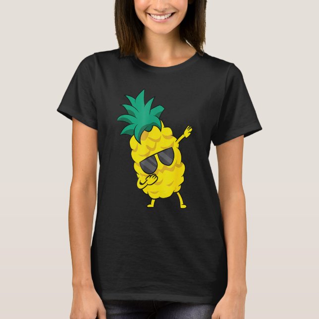 Pineapple At Sea With Sunglasses Fruit Dabbing T-Shirt (Front)