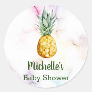 Pineapple Baby Shower Favour Thank You Classic Round Sticker