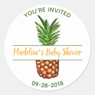 Pineapple Baby Shower Invitation Classic Round Sticker