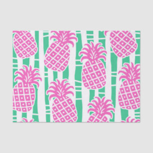 Pineapple Bamboo Stripes Pink & Green Pattern Tissue Paper