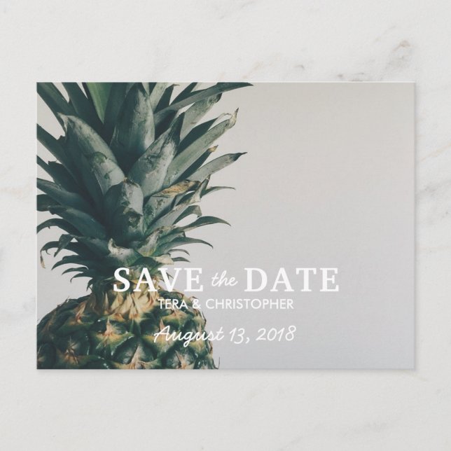 Pineapple Beach Destination Wedding Save The Date Announcement Postcard (Front)