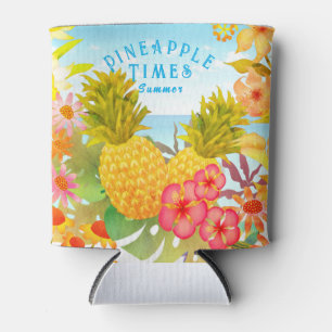 Pineapple Beach Floral Can Cooler