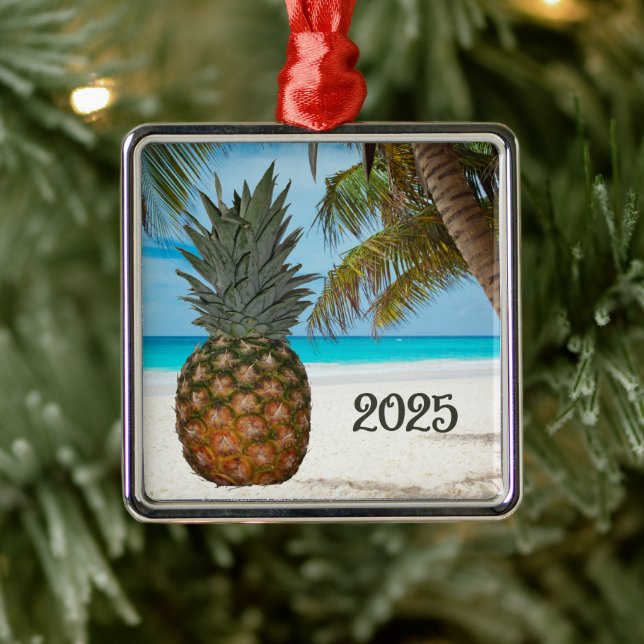 Pineapple, Beach, Palm, Ocean,  Metal Tree Decoration (Tree)