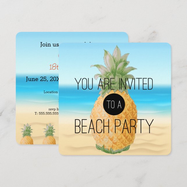 Pineapple Beach | Party Invitation (Front/Back)