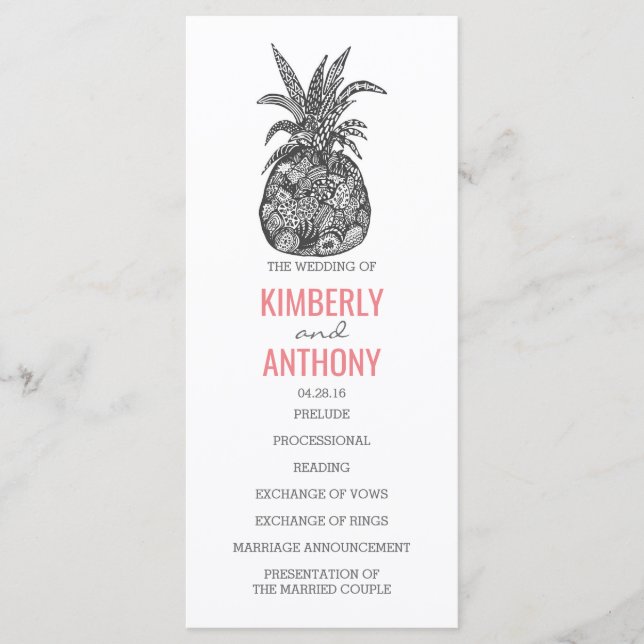 Pineapple Beach Wedding Programs Programme (Front)