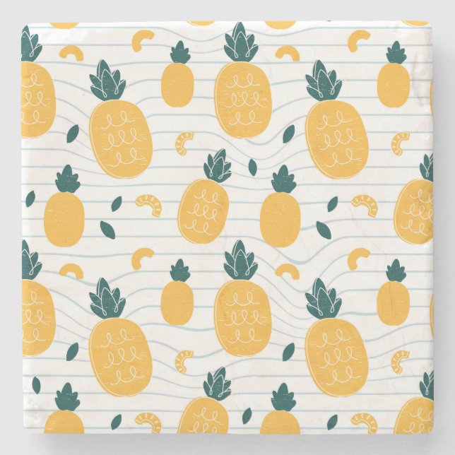 Pineapple Beauty: Hand Drawn Pattern Stone Coaster (Front)