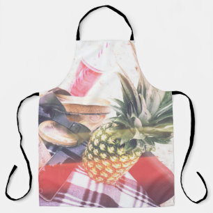 Pineapple beside phone and speaker apron