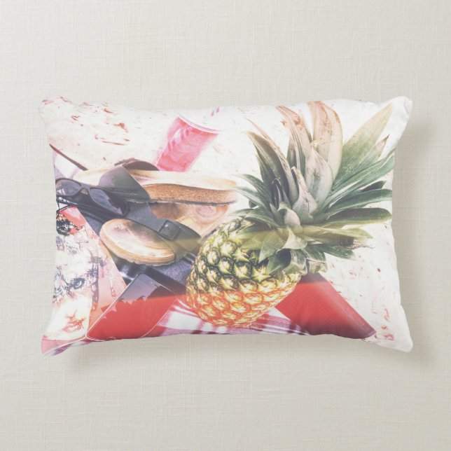 Pineapple beside phone and speaker decorative cushion (Front)