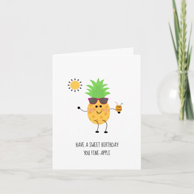 Pineapple Birthday Card - Cute, Fun Folded Card (Front)