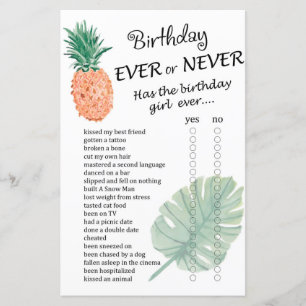 Pineapple Birthday ever or never game