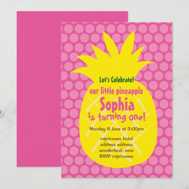 pineapple birthday invitation (Front/Back)