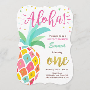 Pineapple birthday invitation Tropical Luau Hawaii