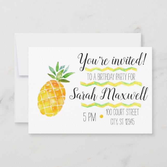 Pineapple Birthday Party Invitation (Front)