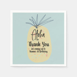 Pineapple Birthday Tropical Summer Aloha Thank You Napkin