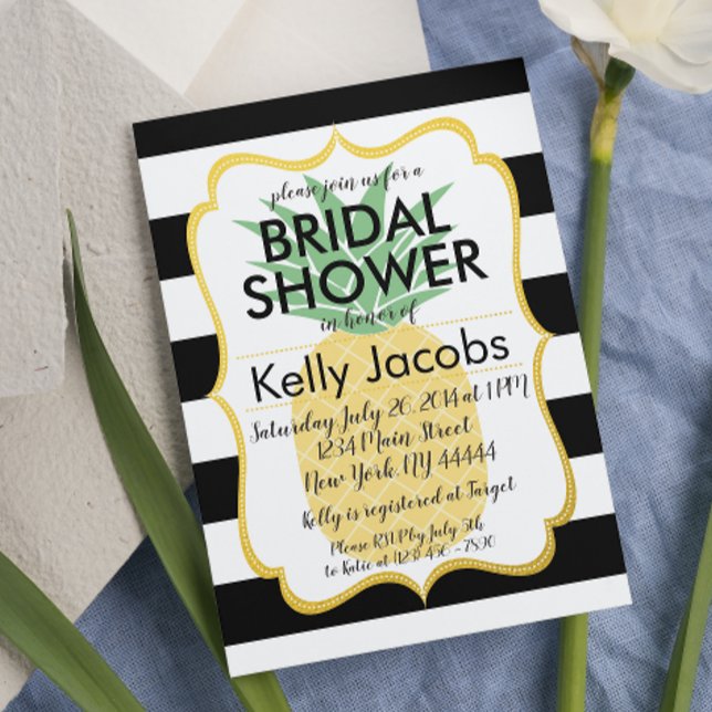 Pineapple Black and White Baby Shower Invitation (Creator Uploaded)