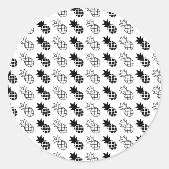 pineapple Black and white design Classic Round Sticker (Front)