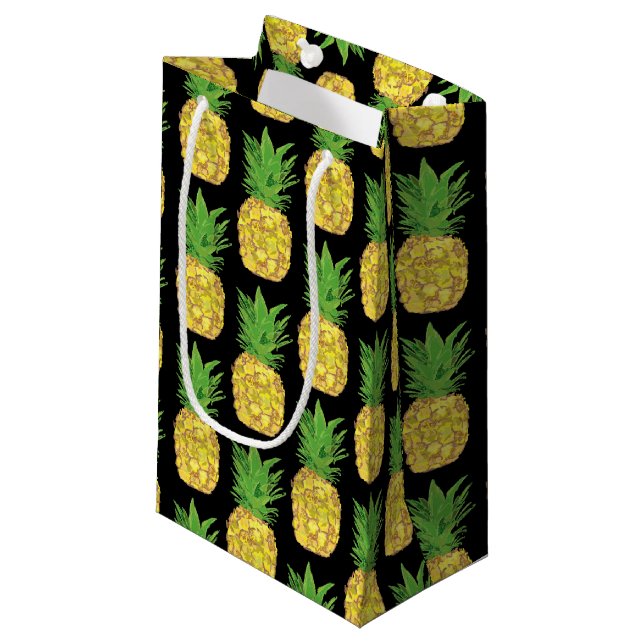 Pineapple Black Small Gift Bag (Front Angled)