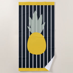 Pineapple Black Stripes Beach Towel