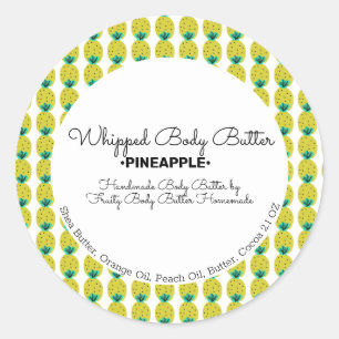 Pineapple Body Butter Bath Branding Packaging Classic Round Sticker