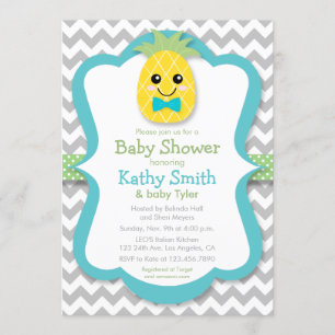 Pineapple Boy Baby Shower Invitations