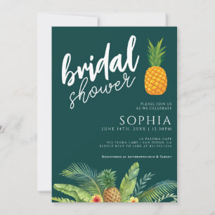 Pineapple Bridal Shower Emerald Green Modern Weddi Invitation