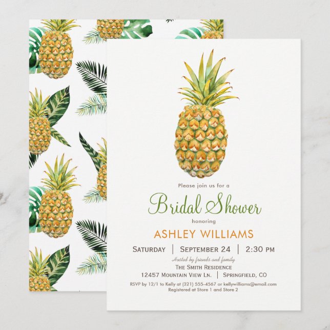 Pineapple Bridal Shower Invitation (Front/Back)