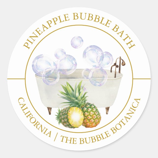 Pineapple Bubble Bath label (Front)