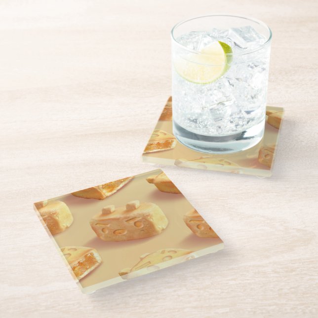 Pineapple Cake Glass Coaster (Angled)