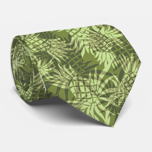 Pineapple Camo Hawaiian Necktie (Rolled)