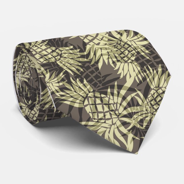Pineapple Camo Hawaiian Necktie (Rolled)