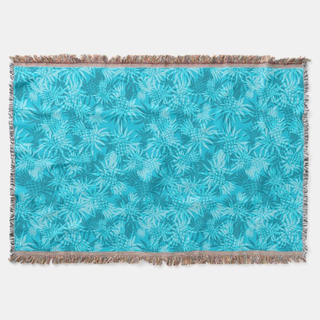 Pineapple Camo Hawaiian Throw Blanket (Front)