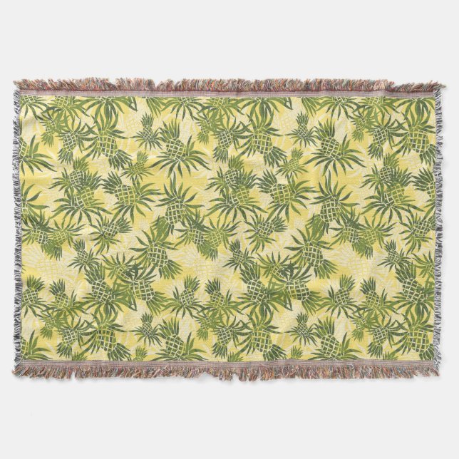 Pineapple Camo Hawaiian Throw Blanket (Front)