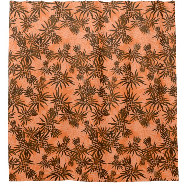Pineapple Camo Hawaiian Tropical Aloha Shirt Shower Curtain (Front)
