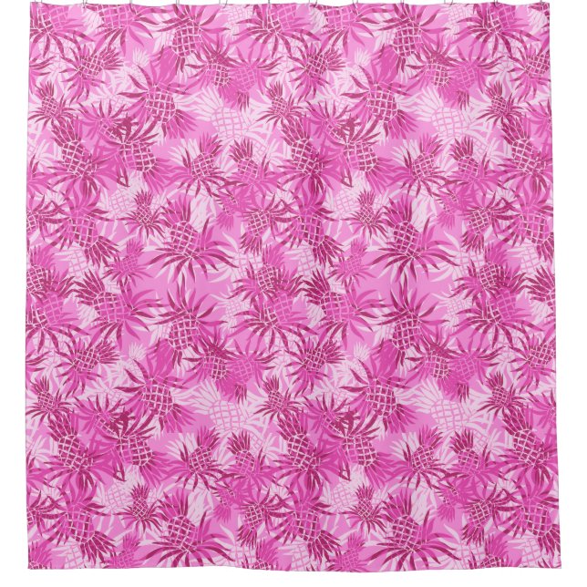 Pineapple Camo Hawaiian Tropical Aloha Shirt Shower Curtain (Front)