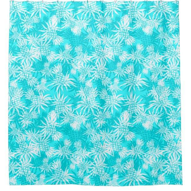 Pineapple Camo Hawaiian Tropical Aloha Shirt Shower Curtain (Front)