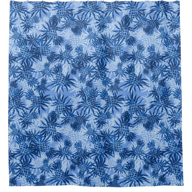 Pineapple Camo Hawaiian Tropical Aloha Shirt Shower Curtain (Front)