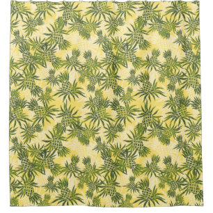 Pineapple Camo Hawaiian Tropical Aloha Shirt Shower Curtain