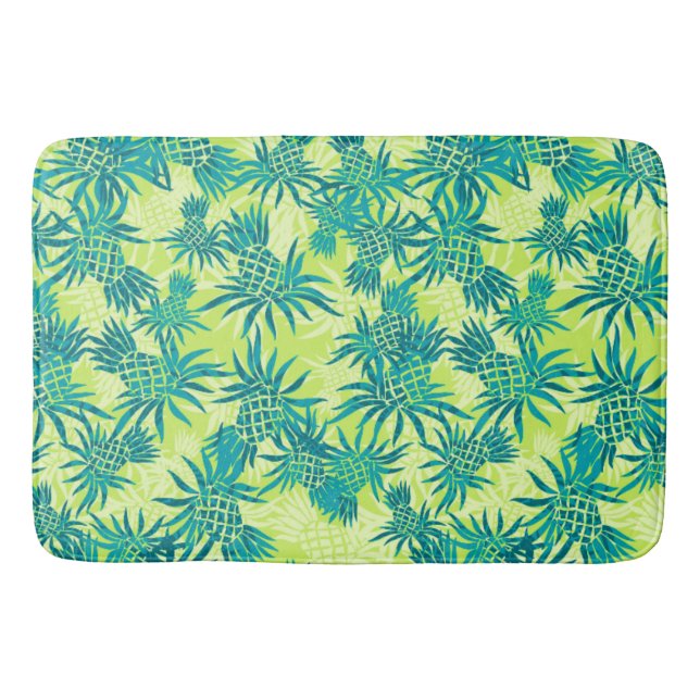 Pineapple Camo Hawaiian Tropical Bath Mat (Front)