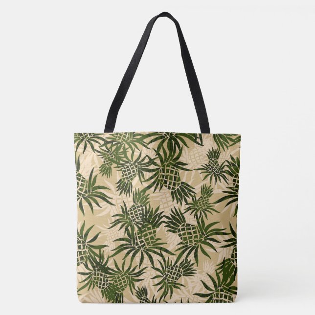 Pineapple Camo Hawaiian Tropical Beach Bag (Front)