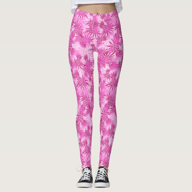 Pineapple Camo Hawaiian Tropical Leggings (Front)