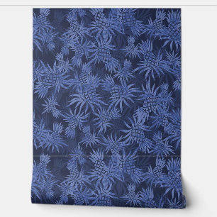 Pineapple Camo Hawaiian Tropical - Navy Wallpaper