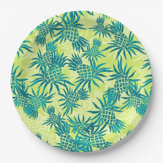 Pineapple Camo Hawaiian Tropical Paper Plate (Front)