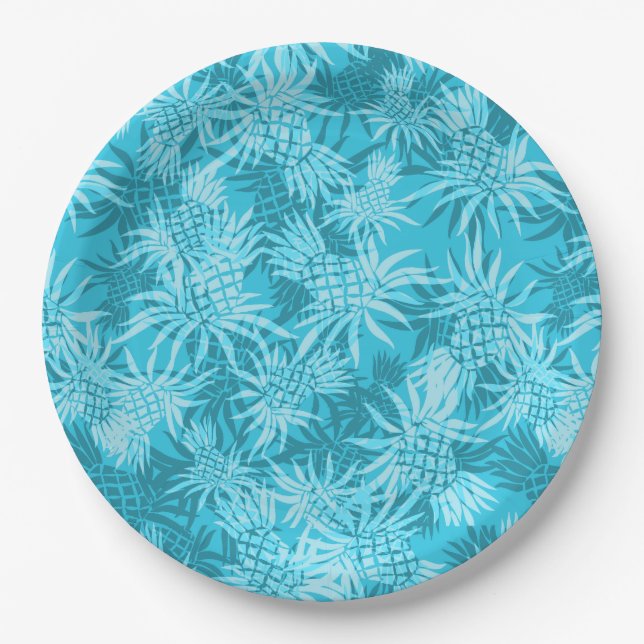 Pineapple Camo Hawaiian Tropical Paper Plate (Front)